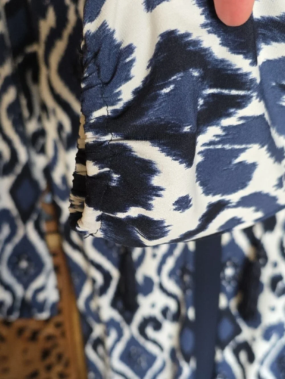 Michael Kors Navy and White Ikat Shift Dress